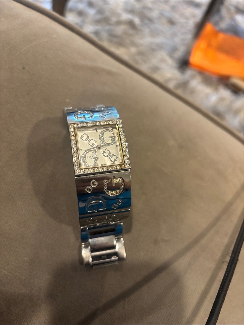 Silver Guess-Style Crystal Accent Women's Bracelet Watch